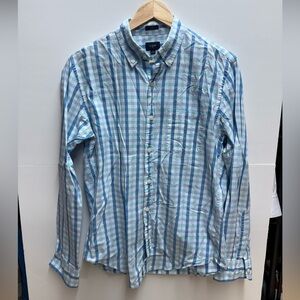 J. Crew Light Blue and White Plaid Shirt
